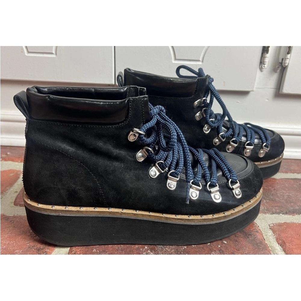 Free People Black Durango Platform Boots Lace-up size 38